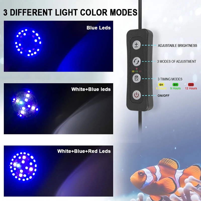 Marine Aquarium Timing - Iluminación LED marina regulable de 30W,
